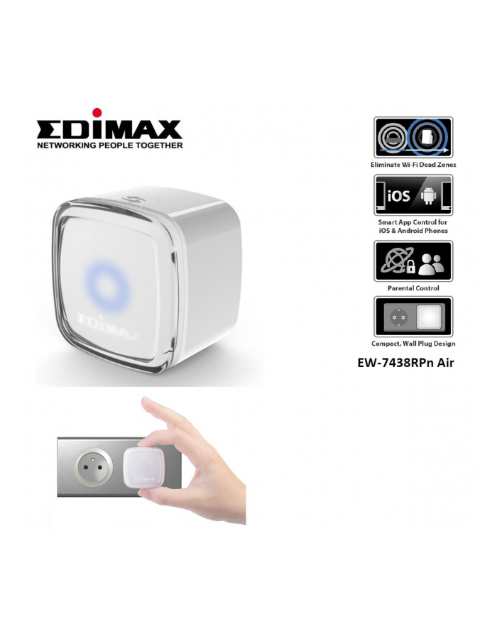 Edimax Technology Edimax N300 Smart Wi-Fi Extender/Repeater with EdiRange App, LED główny