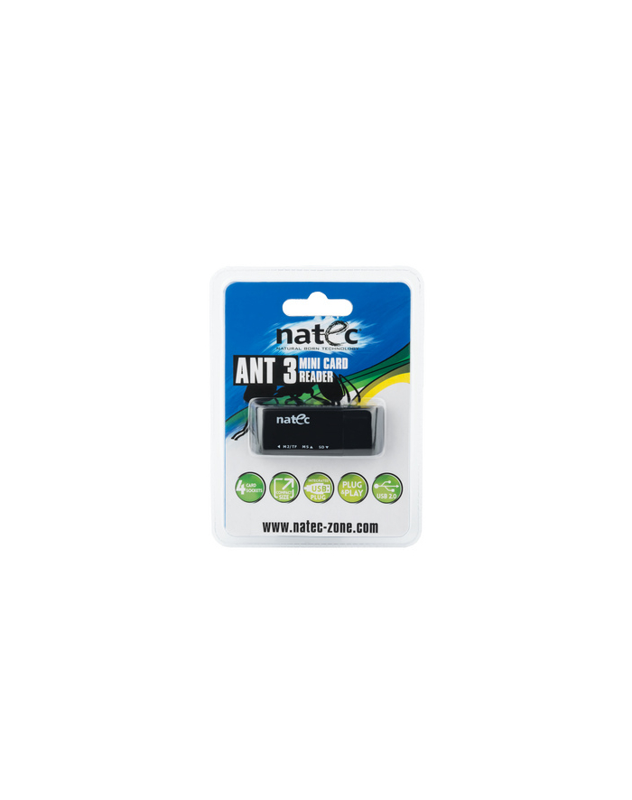 Natec Czytnik Kart MINI ANT 3 SDHC, MMC, M2, Micro SD, USB 2.0 Black główny