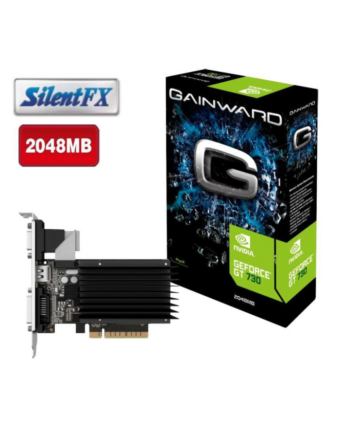 Gainward GeForce GT 730 SilentFX, 2GB DDR3 (64 Bit), HDMI, DVI, VGA główny