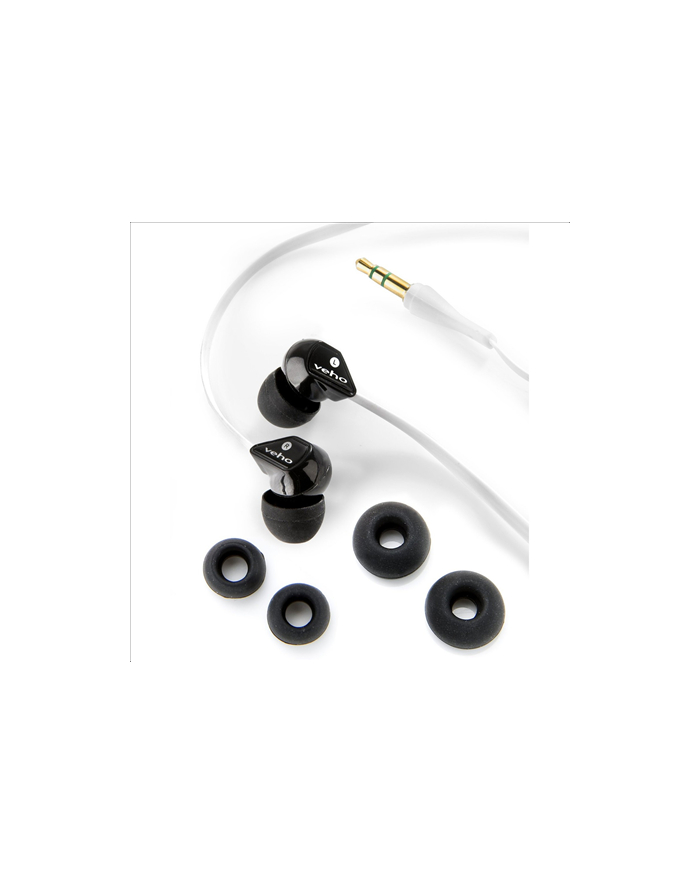 Veho 360° Z-1 Earbuds, Black/White/ Compatible with all devices using 3.5mm output jack/ 10mm Speaker with Bass Enhancement/ Qube Noise Isolating Technology/ Sound Sensitivity: 105db +/- 3bd/  Impedance: 18 ohms główny