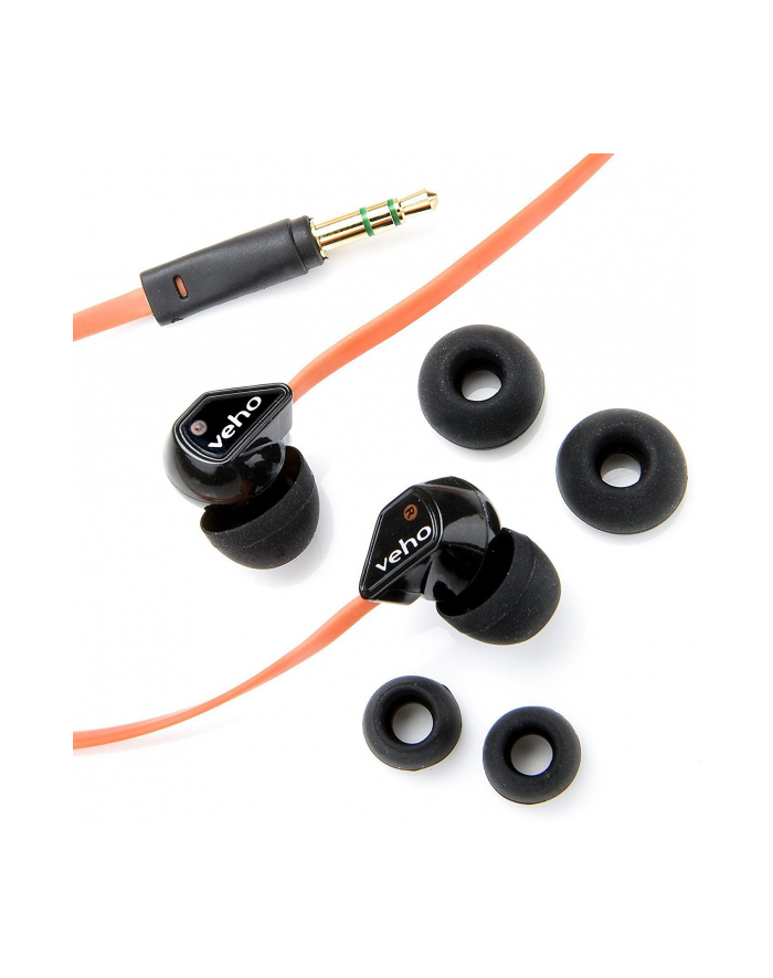 Veho 360° Z-1 Earbuds, Black/Orange/ Compatible with all devices using 3.5mm output jack/ 10mm Speaker with Bass Enhancement/ Qube Noise Isolating Technology/ Sound Sensitivity: 105db +/- 3bd/  Impedance: 18 ohms główny