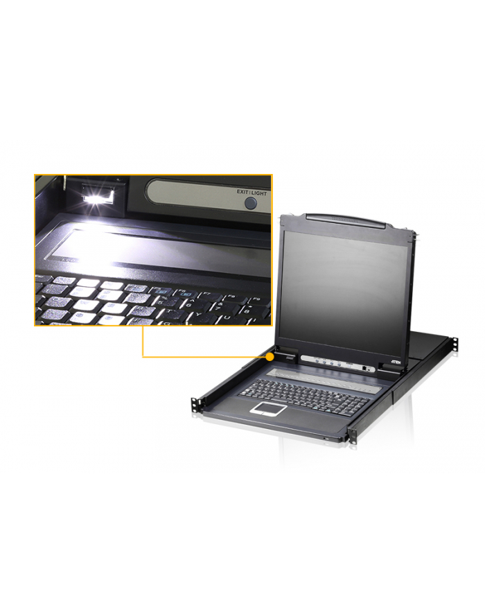 ATEN KVM 8 port LCD 19'' + keyboard + touchpad PS/2 or USB, 1U 19'' Rack główny