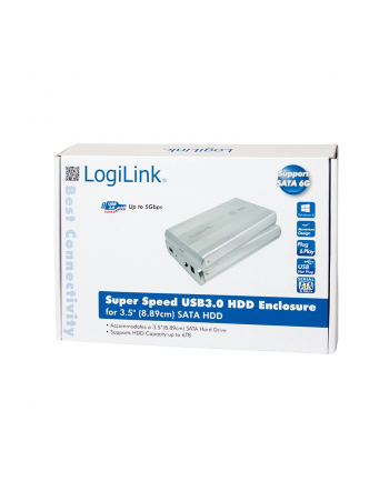 Logilink 3.5'' SATA  drive case, USB 3.0  silver, aluminium