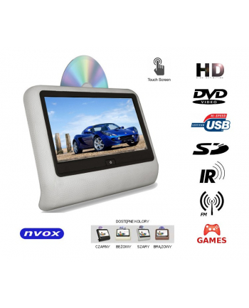 NVOX Monitor dotykowy zagłówkowy LED 9 cali HD DVD USB SD IR GRY