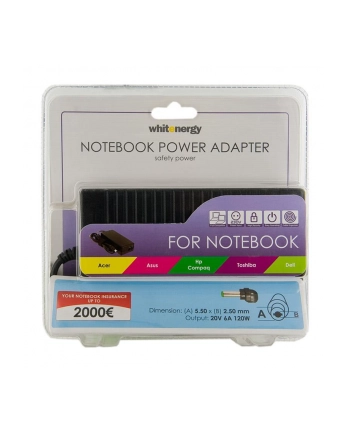 Whitenergy zasilacz 20V/6A 120W wtyk 5.5x2.5mm Blister