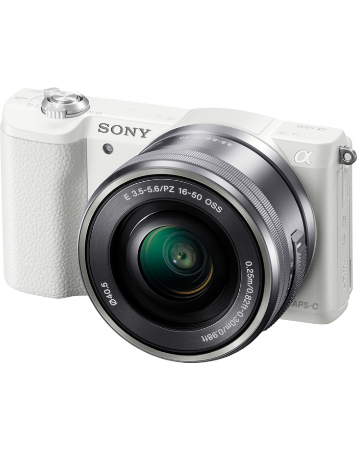 Sony A5100 White with 16-50mm lens, 24.3MP Exmor APS-C CMOS sensor, 3.0'' LCD, Zoom 4x, 25 points AF, Wi-Fi główny