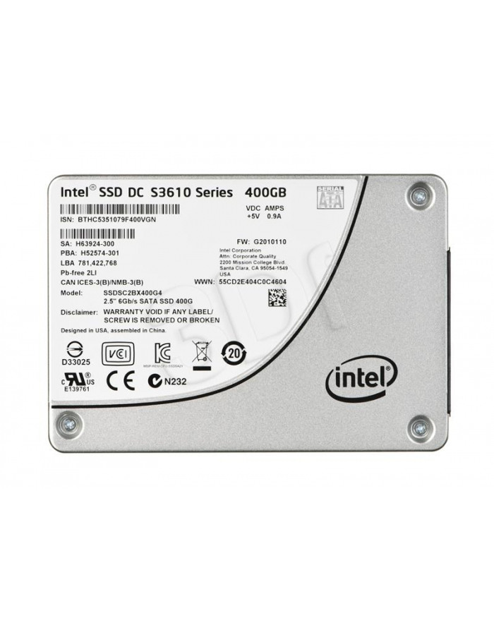Intel SSD DC S3610 Series (400GB, 2.5in SATA 6Gb/s, 20nm, MLC) 7mm główny