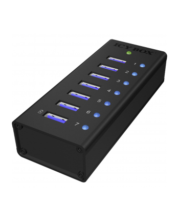 RaidSonic Icy Box 7 x Port USB 3.0 Hub z portem ładowania USB, Czarny