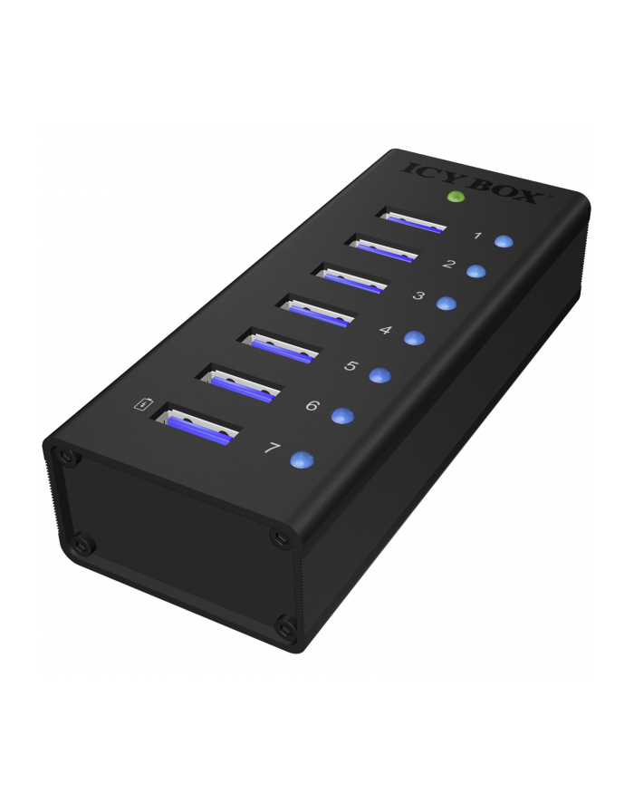 RaidSonic Icy Box 7 x Port USB 3.0 Hub z portem ładowania USB, Czarny główny