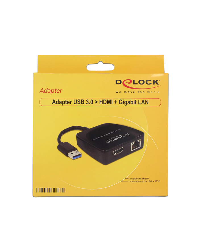 Delock Adapter USB 3.0 > HDMI + Gigabit LAN główny