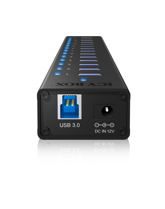 RaidSonic Icy Box Hub 10x USB 3.0 z portem ładującym USB, Czarny główny