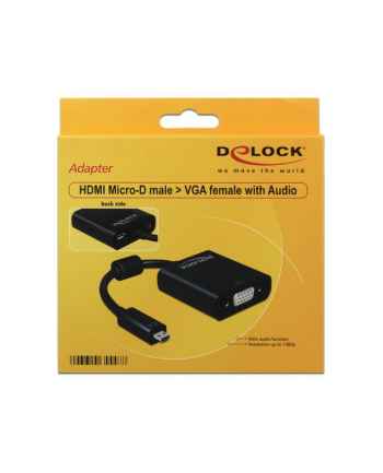 Delock Adapter HDMI Micro-D męski > VGA żeński z funkcją audio, czarny