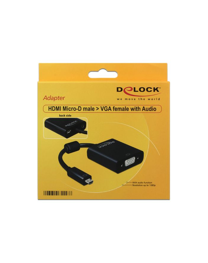 Delock Adapter HDMI Micro-D męski > VGA żeński z funkcją audio, czarny główny