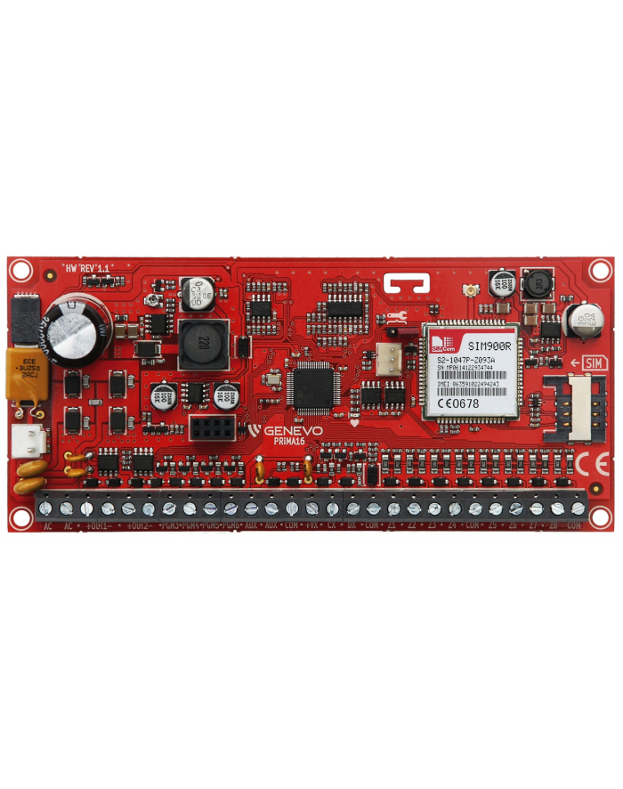 CENTRALA ALARMOWA ''GENEVO'' PRiMA 16 z komunikatorem GSM/GPRS 8 wejść (max. 16) główny