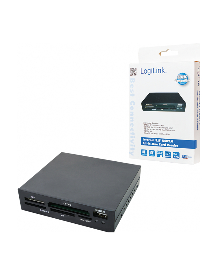 Czytnik kart ALL-IN-ONE wewnętrzny CR0012 LogiLink 3,5'' USB główny