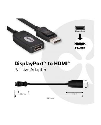 Club3D Kabel DP -> HDMI 130mm