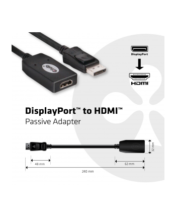 Club3D Kabel DP -> HDMI 130mm