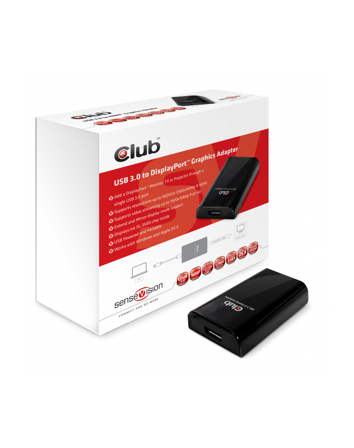 Club3D SenseVision 1600p USB3.0 -> DP główny