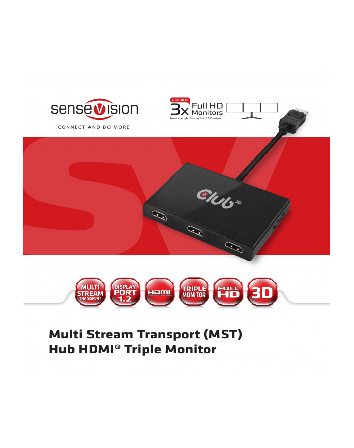 Club3D SenseVision MST Hub Active 1xDP -> 3xHDMI główny