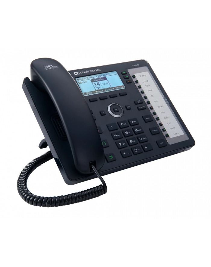 AudioCodes Lync 430HD IP-Phone PoE GbE Black6 lines Including 2nd Ethernet port for PC, 18 Programmable keys, 132x64 Graphic LCD Display and Power over Ethernet (PoE) główny