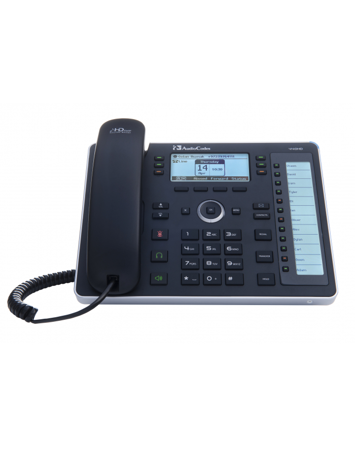 AudioCodes Lync 440HD IP-Phone PoE GbE Black6 lines Including 2nd Ethernet port for PC, 18 Programmable keys, 132x64 Graphic LCD Display, 376x60 BLF LCD and Power over Ethernet (PoE) główny