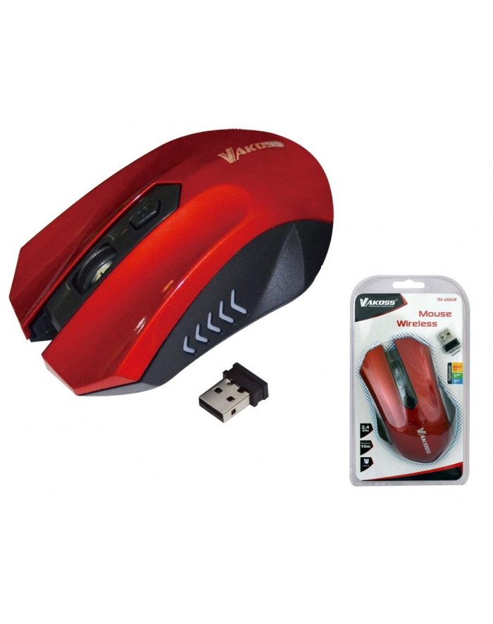 VAKOSS Bezprzewodowa Mysz Optyczna TM-658UR 4D,800/1200/1600DPI,2.4GHz, czerwona główny