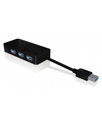 RaidSonic Icy Box USB 3.0 to Gigabit Ethernet Adapter + 3x USB 3.0 Hub, Czarny
