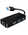 RaidSonic Icy Box USB 3.0 to Gigabit Ethernet Adapter + 3x USB 3.0 Hub, Czarny - nr 1