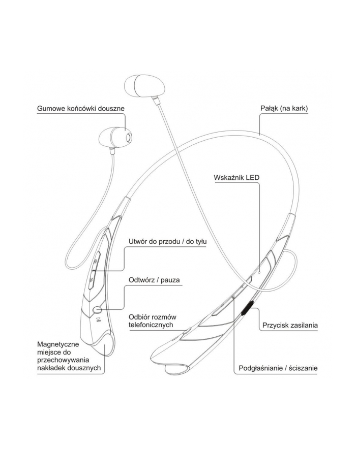 ART SŁUCHAWKI BT Z MIKROFONEM AP-B21 czarne/srebrne (RING) sport główny