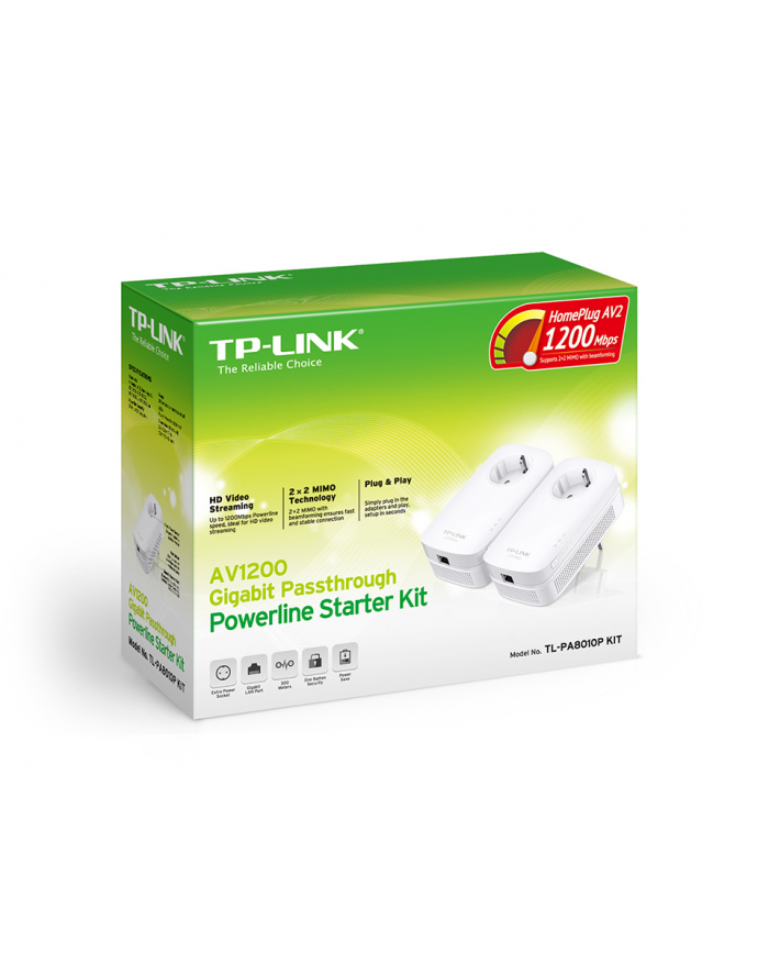 Powerline 1200mb TP-Link TL-PA8010P Kit, AC pass trough, GB Ethernet główny