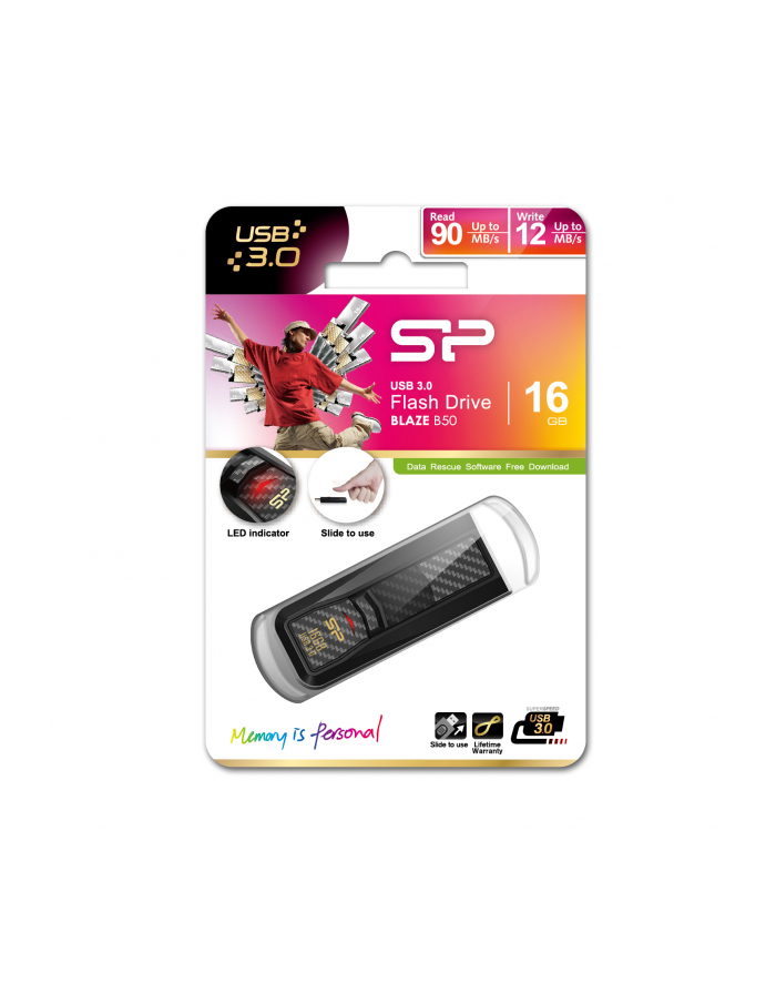 SILICON POWER 16GB, USB 3.0 FLASH DRIVE, BLAZE SERIES B50, BLACK główny