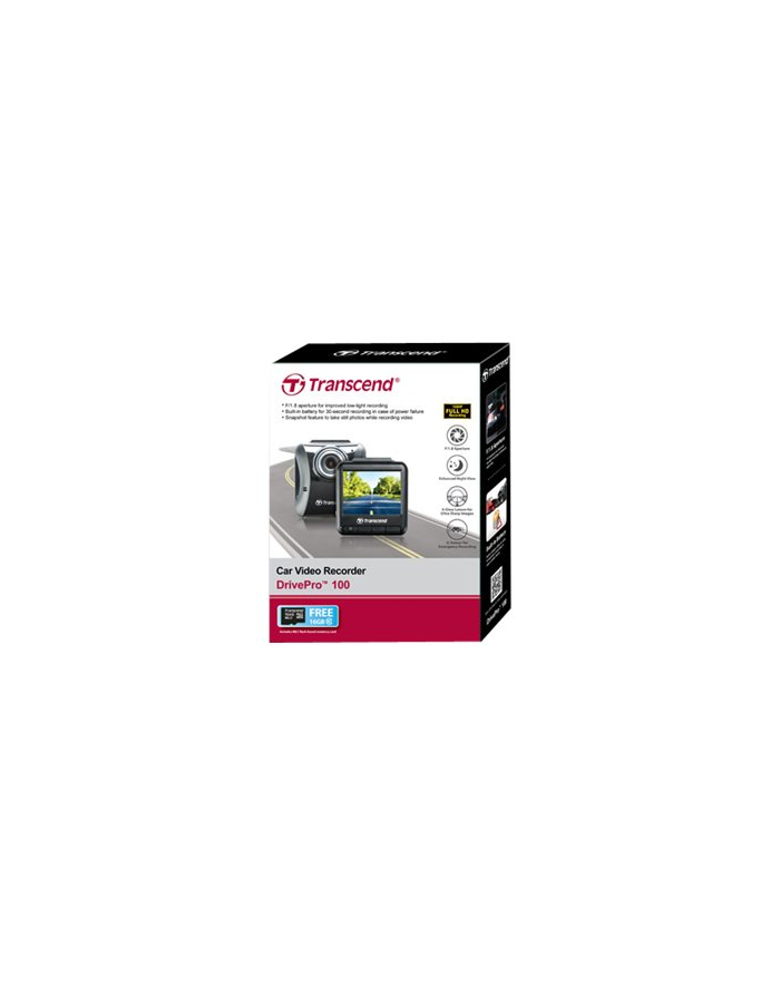 Transcend DrivePro 100 Samochodowy Rejestrator Full HD, 2.4'' 16GB usz. opakowan główny