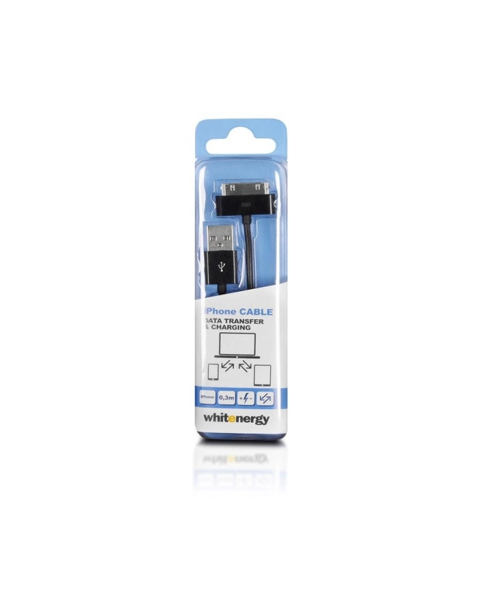 Whitenergy Kabel USB 2.0 do iPhone 4 transfer/ładowanie 30cm czarny główny
