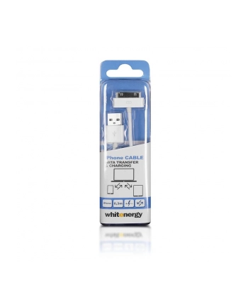 Whitenergy Kabel USB 2.0 do iPhone 4 transfer/ładowanie 30cm biały