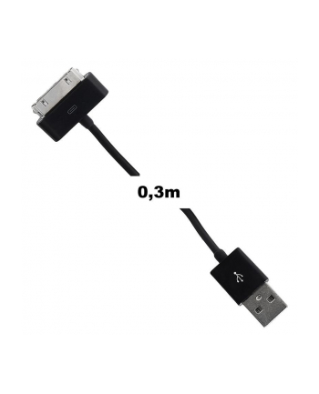 Whitenergy Kabel USB 2.0 do iPhone 4 transfer/ładowanie 30cm czarny