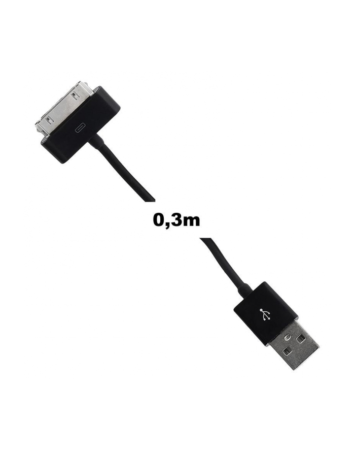 Whitenergy Kabel USB 2.0 do iPhone 4 transfer/ładowanie 30cm czarny główny