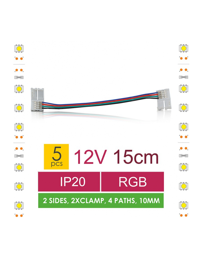 Whitenergy Złączka do taśm LED z kablem Whitenerg,RGB, dwustronna z dystansem 2x10mm (5szt) główny