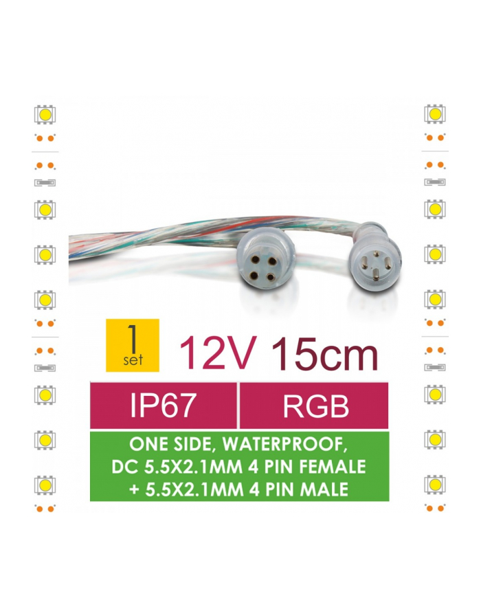 Whitenergy Złączka do taśm LED z kablem Whitenerg, DC 5.5x2.1.1mm żeński+męski główny