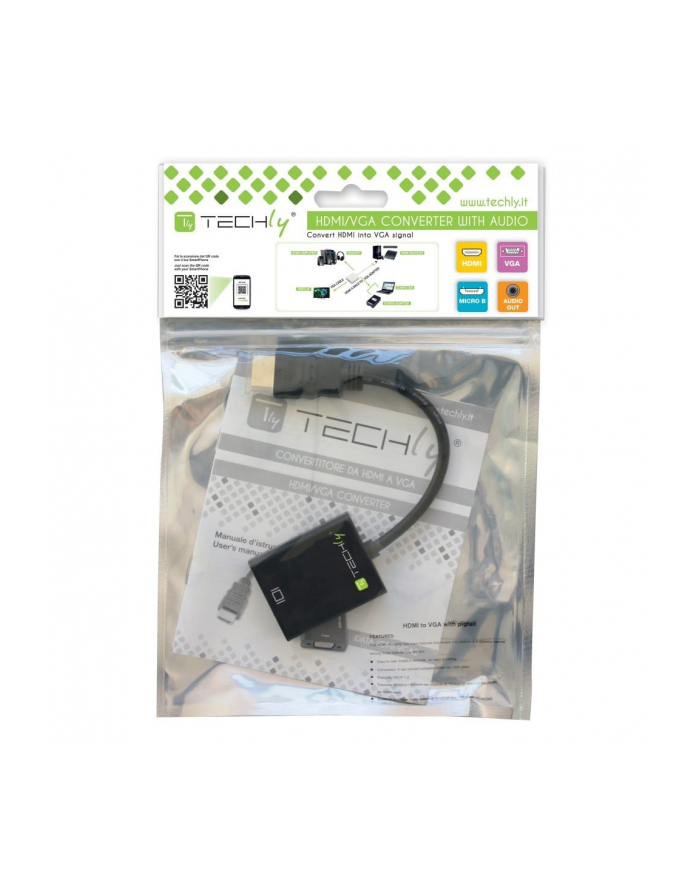 Techly Konwerter HDMI męski na VGA żeński z audio oraz micro-USB główny