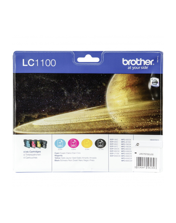 BROTHER Tusz LC1100VALBP=LC-1100VALBP  Zestaw CMYBk  LC1100C+LC1100M+LC1100Y+LC1100BK główny