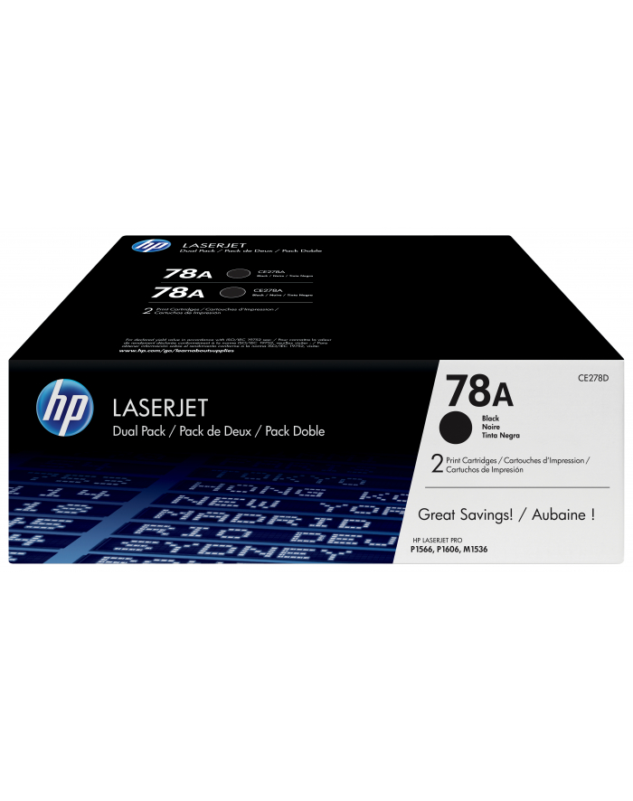 Hewlett-Packard HP Toner HP78Ax2=CE278AD  Zestaw 2xBk  2xCE278A główny