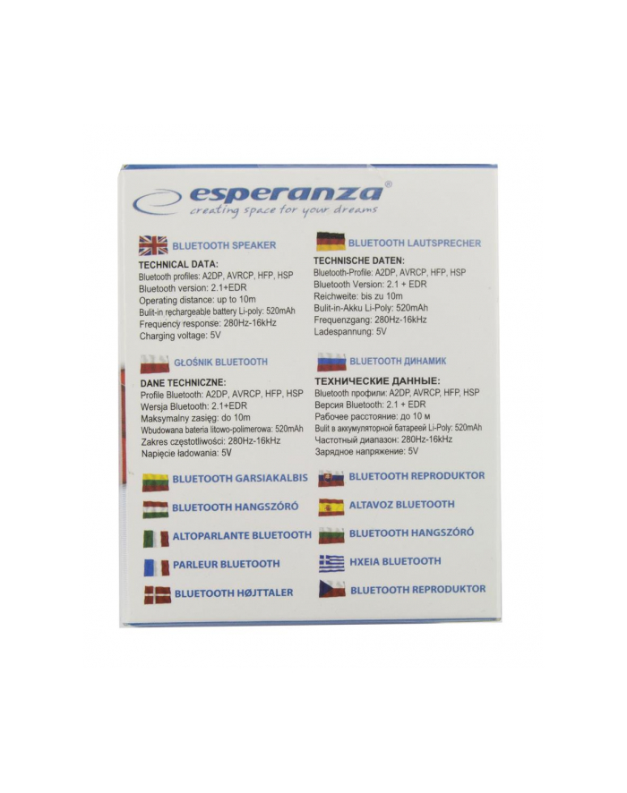 ESPERANZA GŁOŚNIK BLUETOOTH RITMO CZARNY EP115K główny