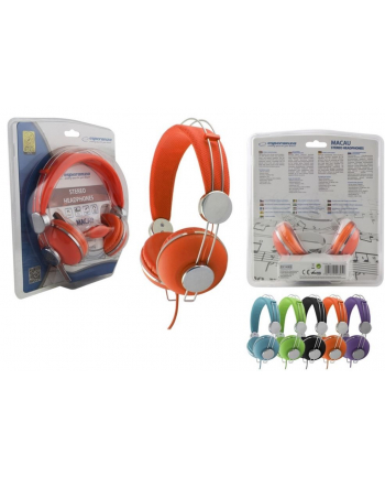 Esperanza SŁUCHAWKI AUDIO STEREO Z REGULACJĄ GŁOŚNOŚCI EH149O  POMARAŃCZOWE