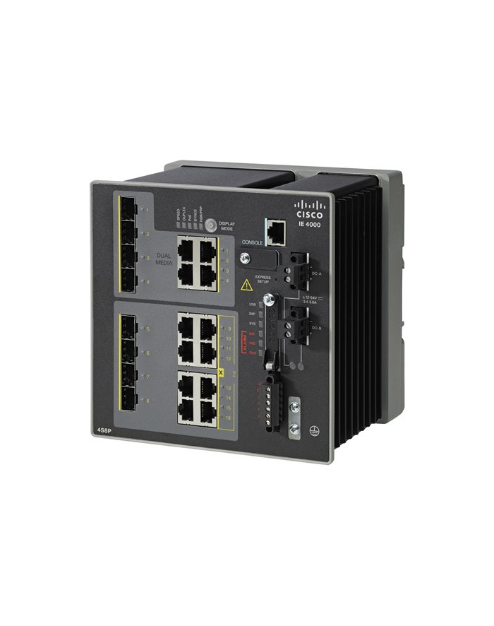 Cisco IE 4000 Switch 4 x combo 1G uplink, 4 x 1G PoE, 4 x 1G Combo, LAN Base główny