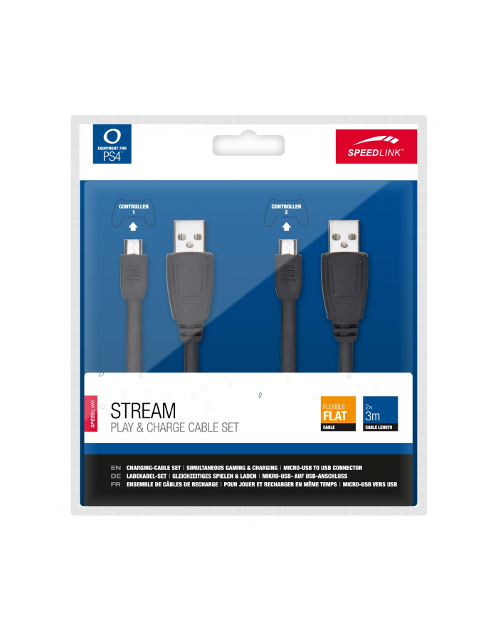 SPEEDLINK STREAM Play & Charge Cable Set - for PS4, black główny