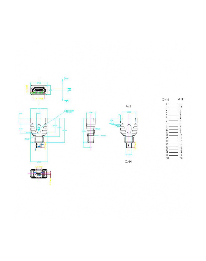 ART ADAPTER HDMI żeński/ HDMI micro męski oem główny