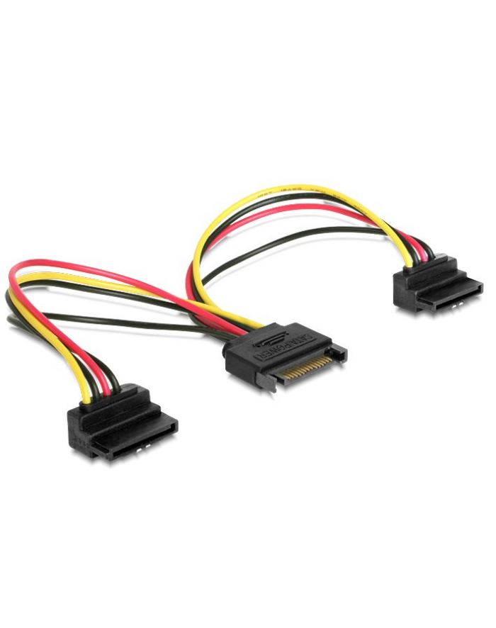 Delock przedłużacz kabla zasilającego SATA (M/F)-> 2x SATA kątowa, 15-pin, 0.15m główny