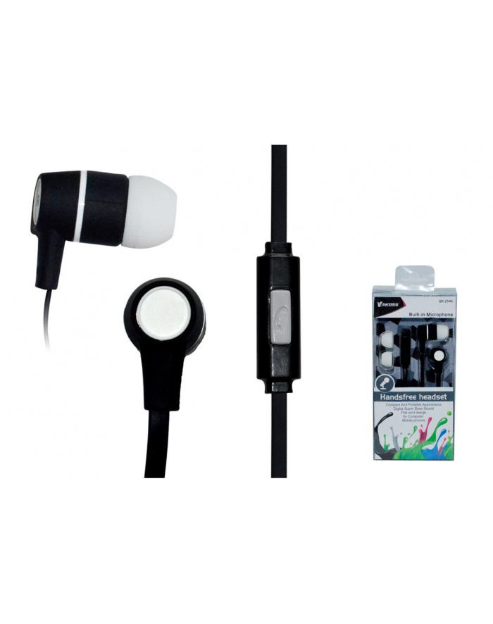 VAKOSS Słuchawki douszne stereo z mikrof./ regulacja głośności SK-214K czarne główny