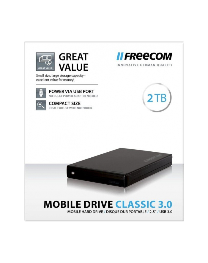 Freecom Dysk Zewnętrzny Mobile Drive Classic, 2TB HDD, USB 3.0, Czarny główny