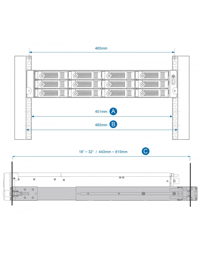 Qnap Slide Rail Kit for TS-1270U, TS-1269U, TS-870U, TVS-871U, TVS-1271U, TS-869 główny